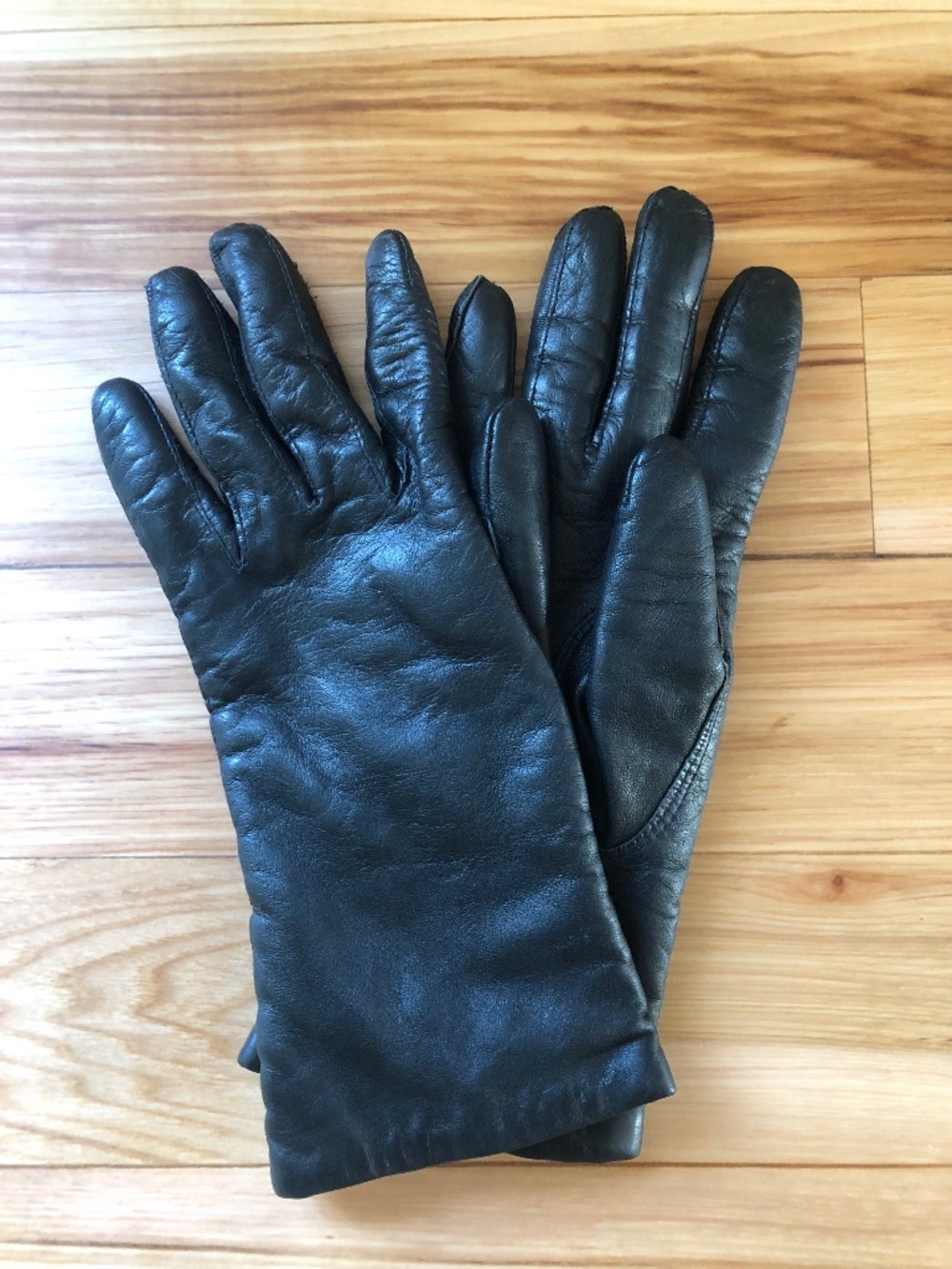 Genuine Leather Wool Lined Black Gloves Made in Italy